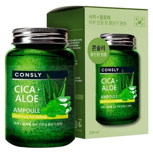 Многофункциональная успокаивающая ампульная сыворотка с центеллой азиатской и алоэ Consly Cica&Aloe All-in-One Ampoule 250мл