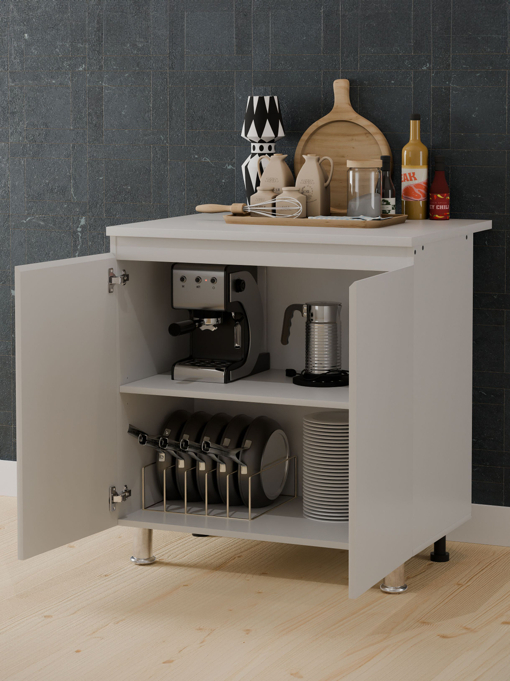 Кухонный гарнитур Севилья 2 м со столешницей (5 модулей), белый ЛДСП