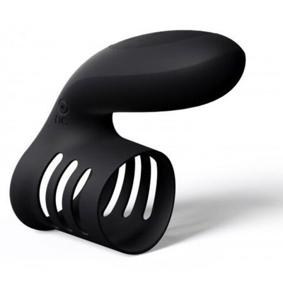 Черное эрекционное кольцо-насадка с отростком We Ring (Цвет: черный)