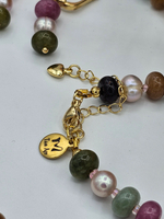 Комплект украшений авторский из Турмалина "Тропический закат". Колье и браслет.