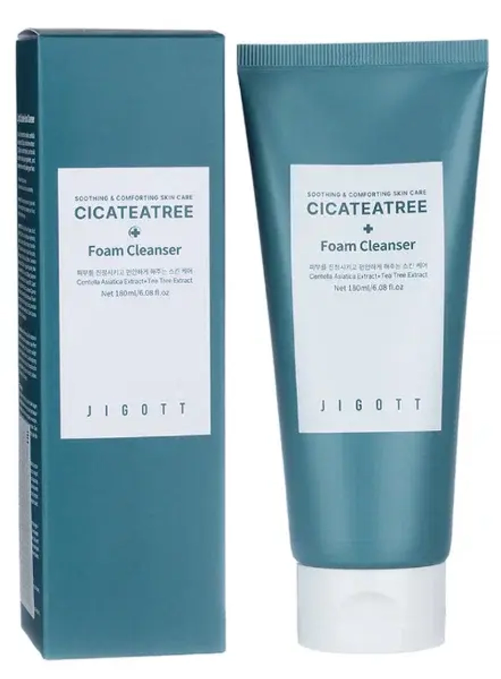 JIGOTT Cicateatree Foam Cleanser Успокаивающая пенка для умывания с экстрактами центеллы азиатской и чайного  дерева 180мл