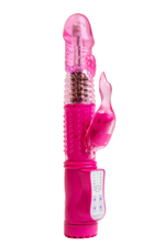 Перезаряжаемый розовый вибратор с ротацией - 22,5 см. (Цвет: розовый)