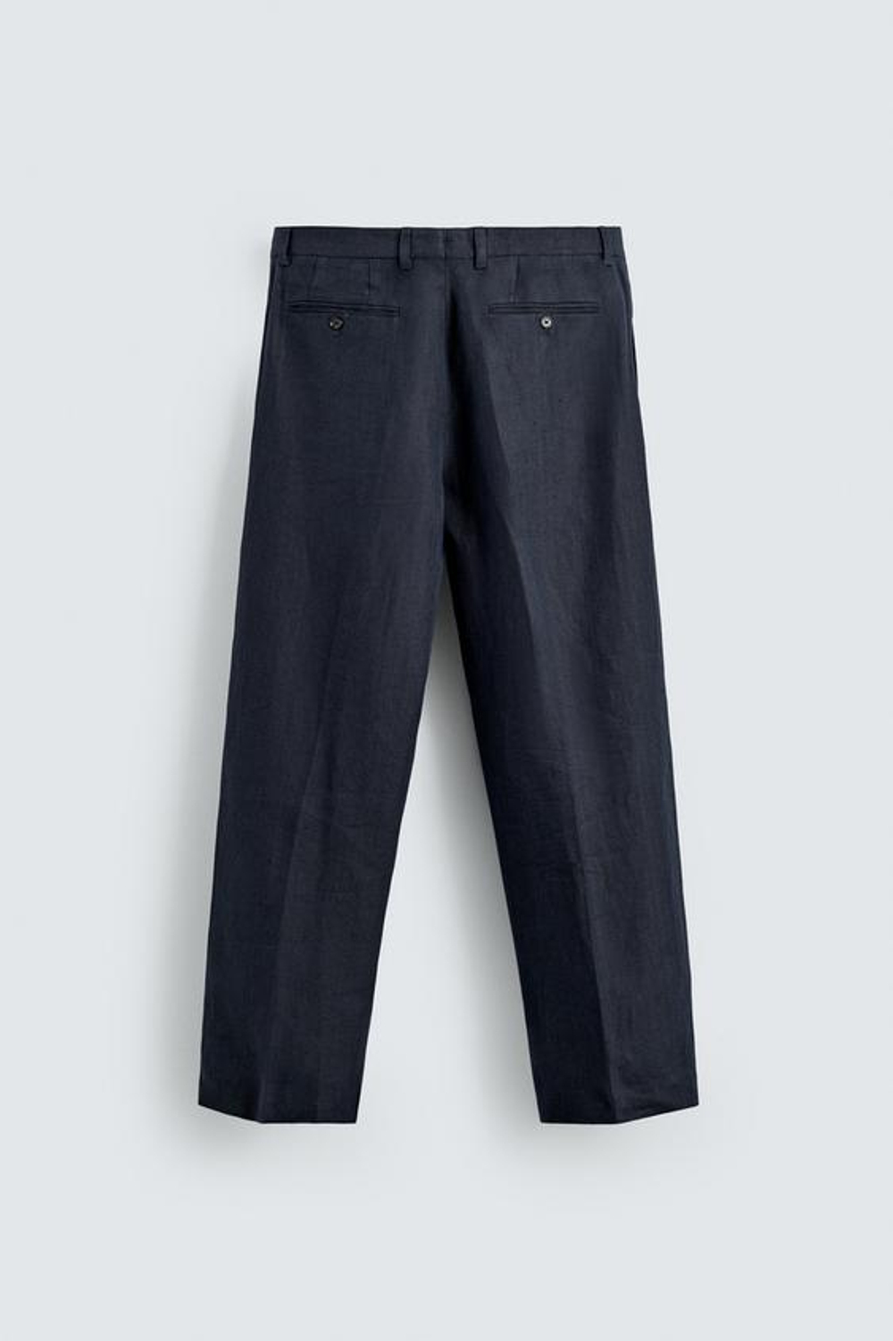 ZARA КОСТЮМНЫЕ БРЮКИ ИЗ 100% ЛЬНА В ЕЛОЧКУ, ИНДИГО