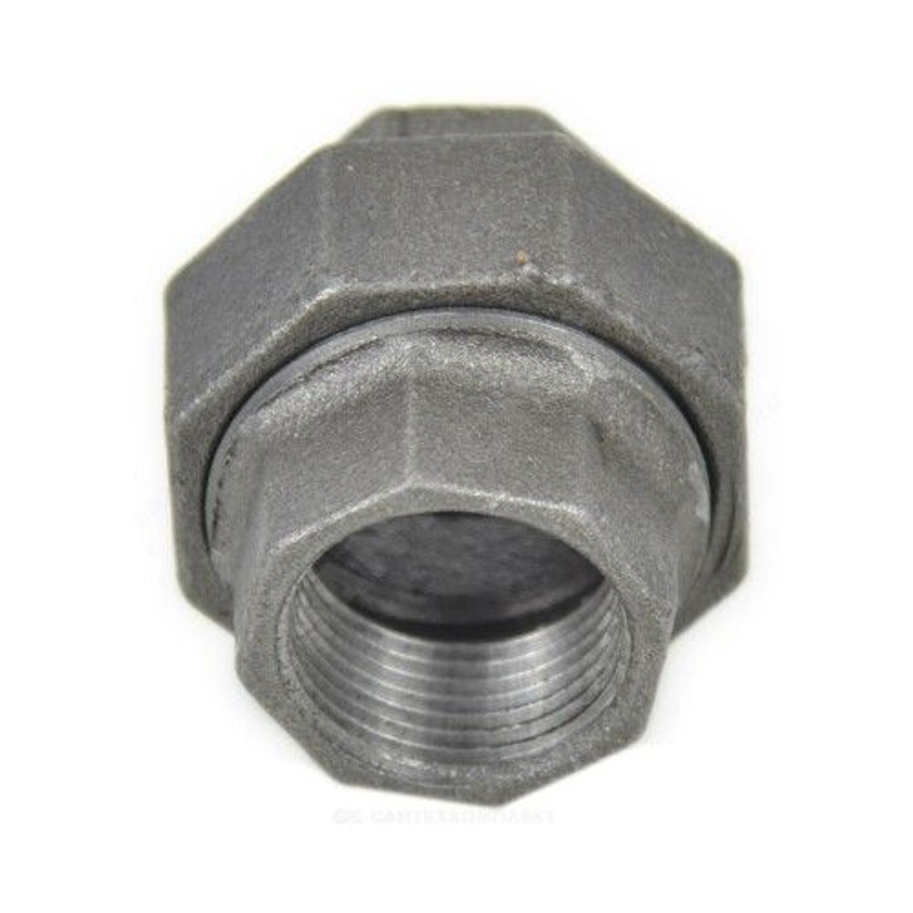 Соединитель разъемный прямой американка Ду 15 (1/2") ВР/ВР, чугун, черный, с резиновой плоской прокладкой