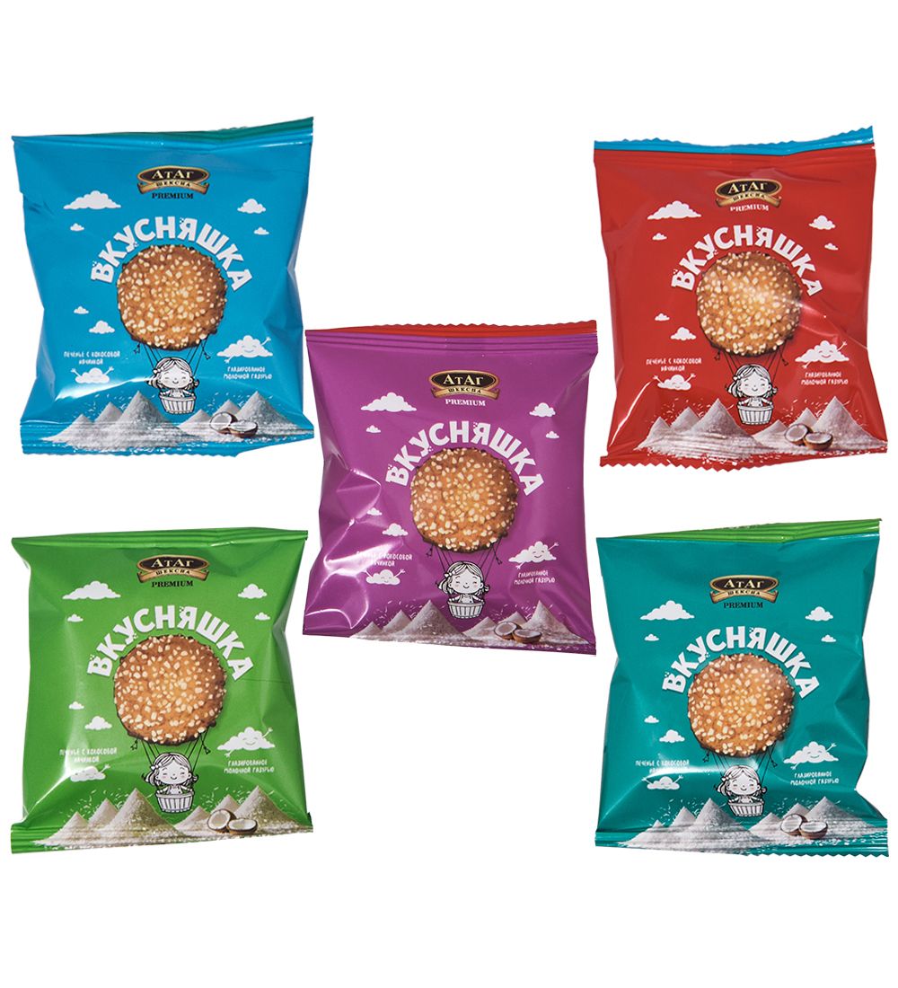AT-84/6 Печенье сдобное в молочной глазури (кокос) «Вкусняшка» 1 кг