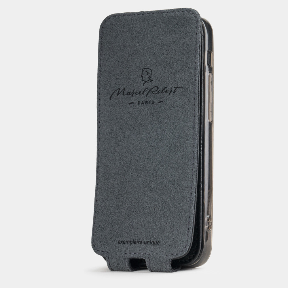 Чехол для iPhone 12 Mini из натуральной кожи страуса, черного цвета