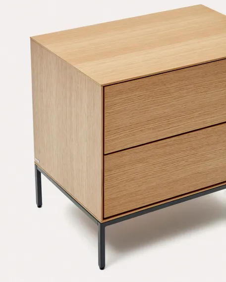 Vedrana Прикроватная тумба из дубового шпона со стальными ножками 60 x 55 см