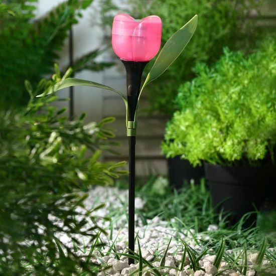 Фонарь садовый на солнечной батарее "Тюльпан розовый"