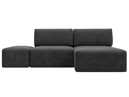 Диван угловой модульный с пуфом Лига-060 НПБ угол универсальный, BRUT 16 темно-серый, Велюр, 129694