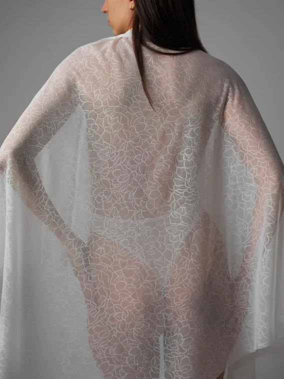 Сетка эластичная, Цветок Лотоса, айвори 004