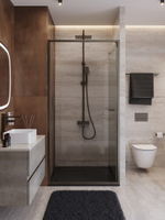 Душевая дверь Cezares LUX-B-FS-1-100-C-GM, 100х195, профиль оружейная сталь, стекло прозрачное