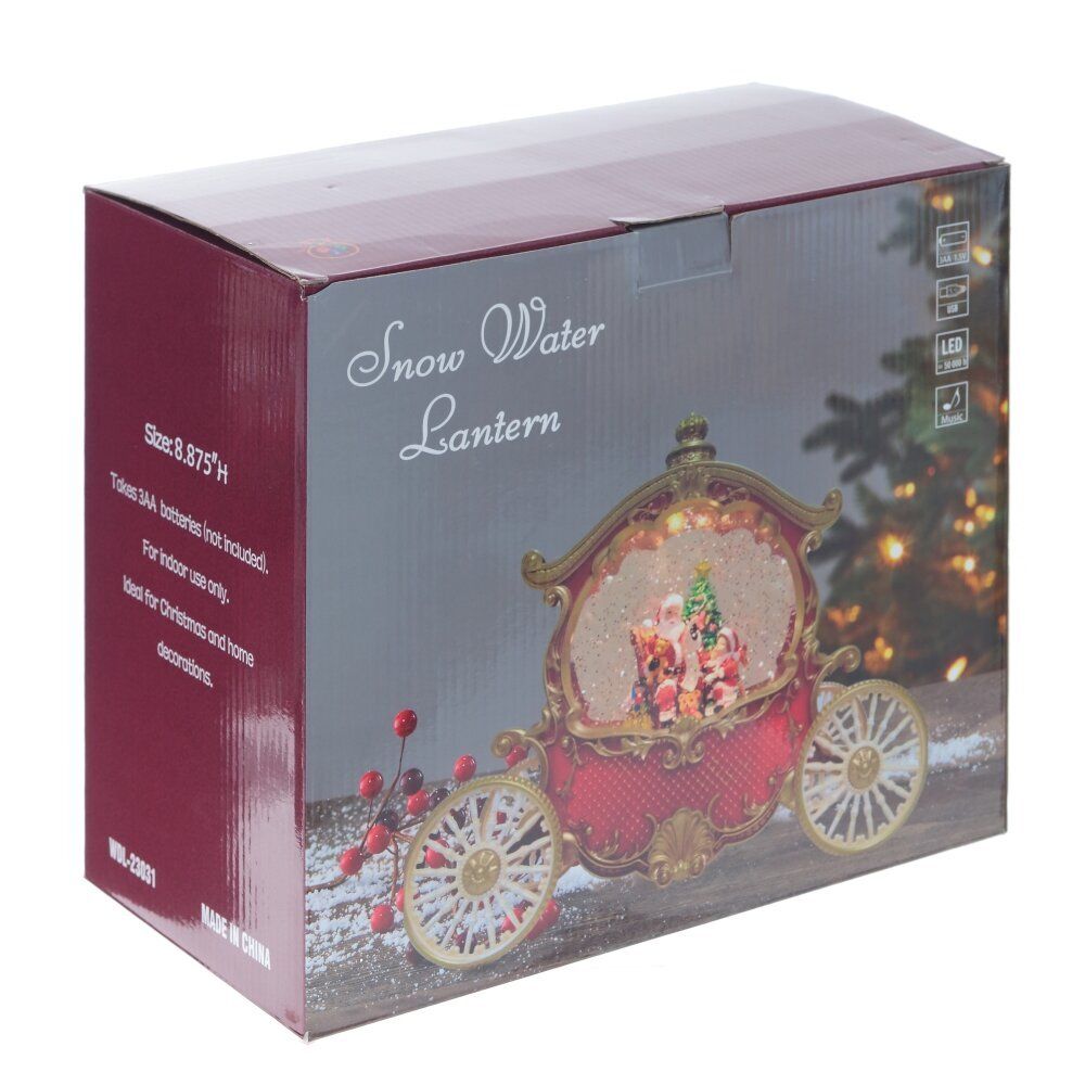 GAEM Изделие декоративное "Дед Мороз в карете" (подсвет, вьюга, 3хААА н/п +USB), L26 W11 H22 см