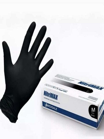 Перчатки нитриловые NitriMax, размер M, 50 пар, 100 штук, черные