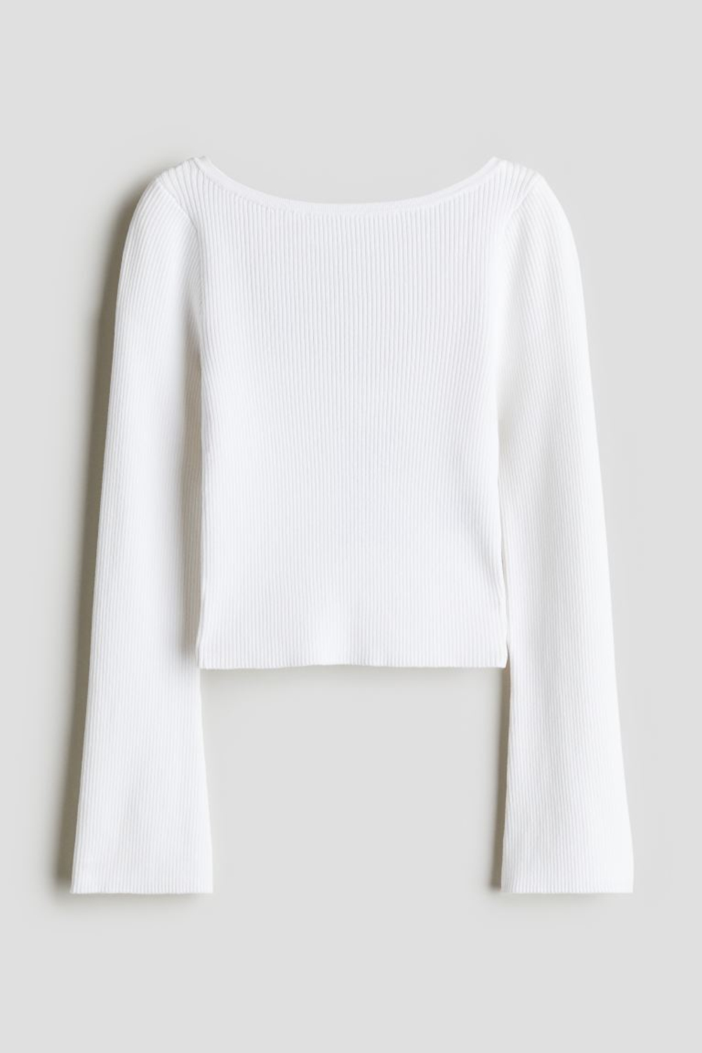 H&M Топ в рубчик с длинными рукавами, белый