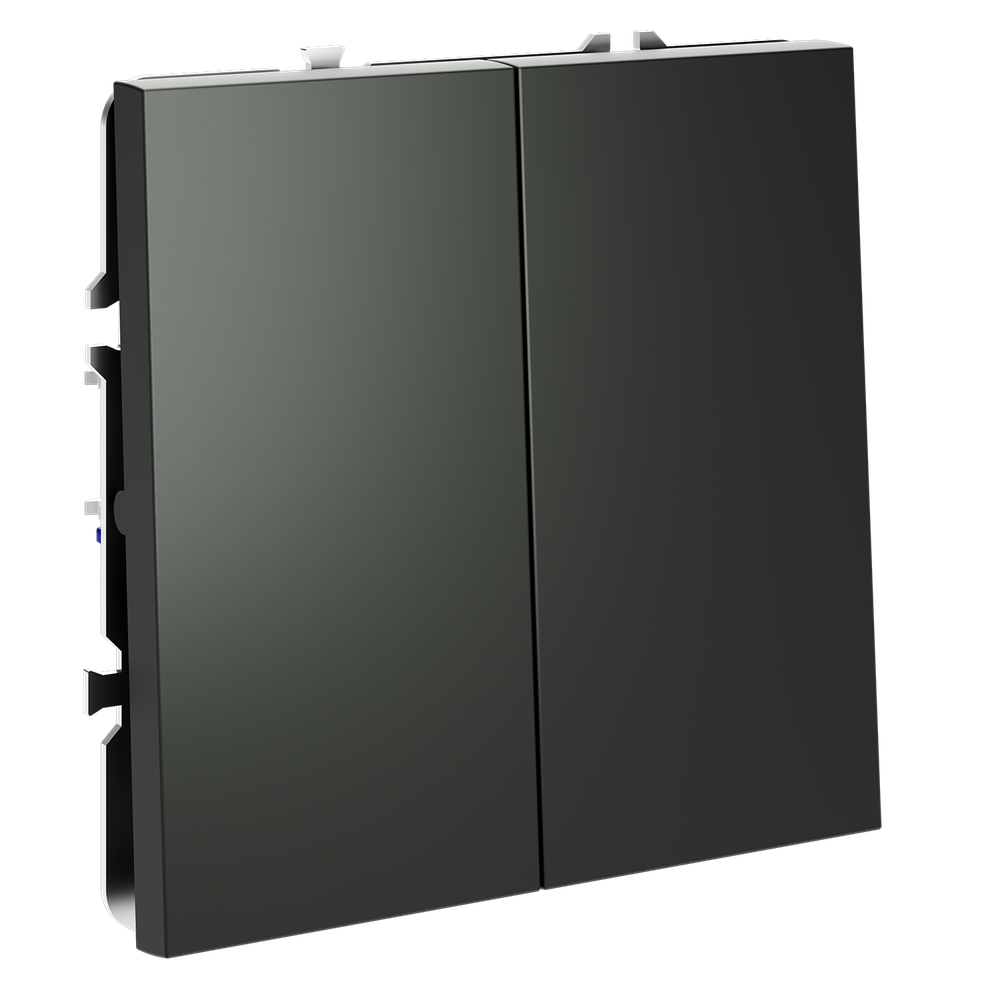 Перекрестный переключатель встраиваемый VOLTUM S70 двухклавишный 10А, (титан)