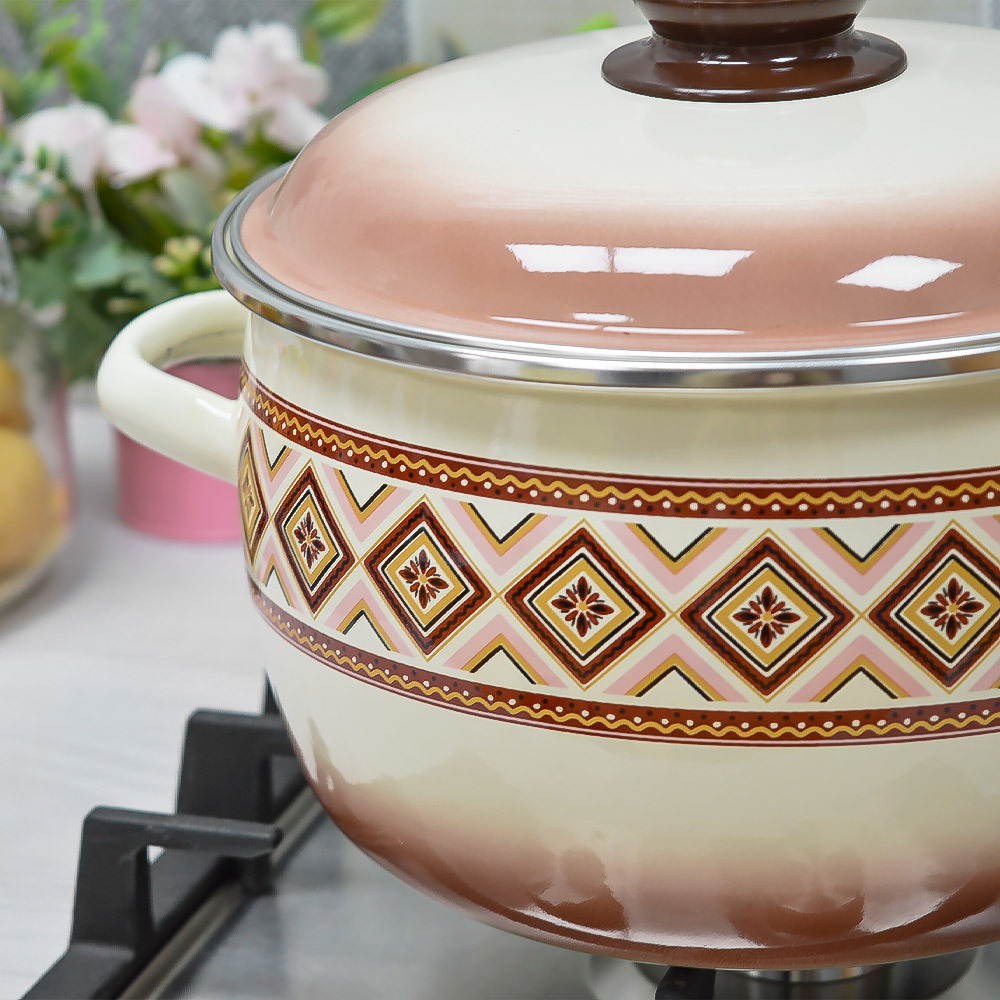 Кастрюля 4л "Шоколад" слоновая кость