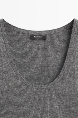 Massimo Dutti Топ из шерсти в рубчик, серый