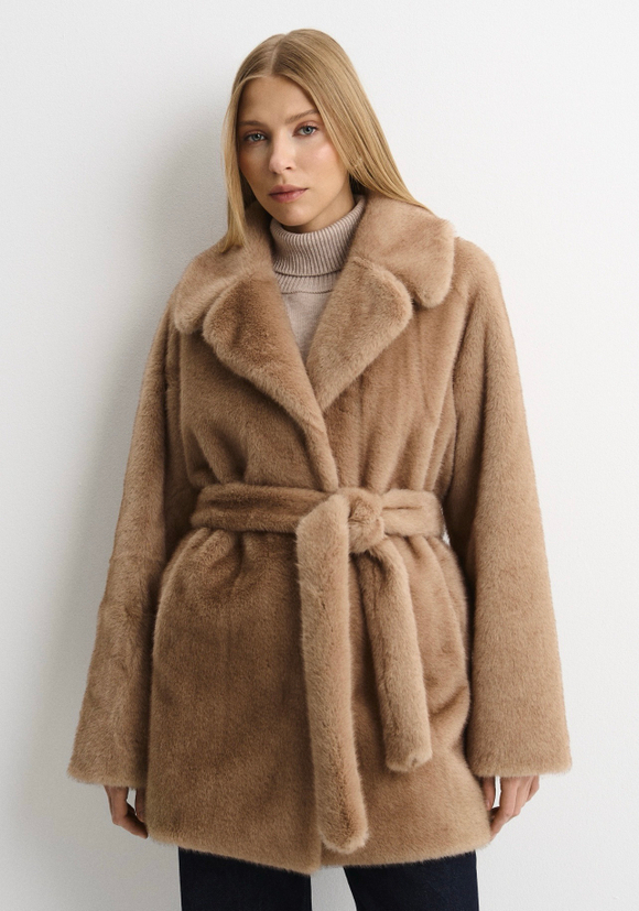 Шуба Lux миди капучино