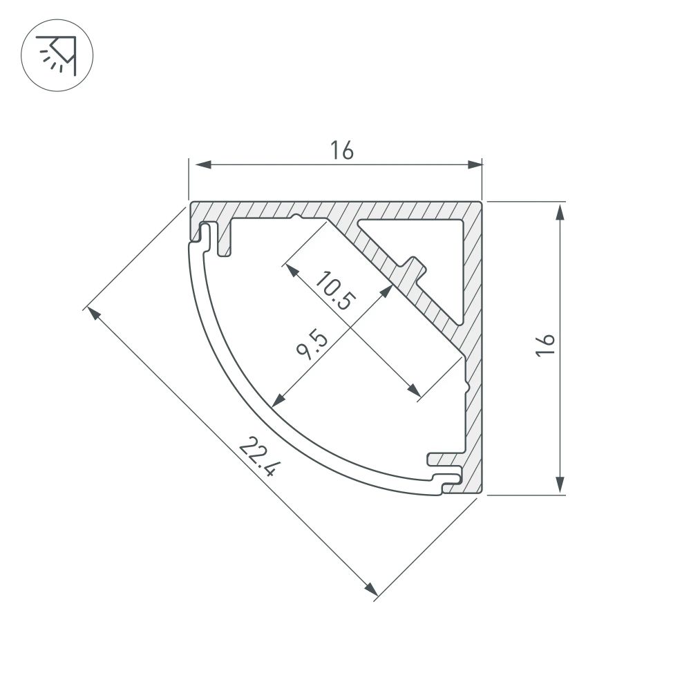 Профиль SL-KANT-H16-S10-2000 ANOD (Arlight, Алюминий) 053562