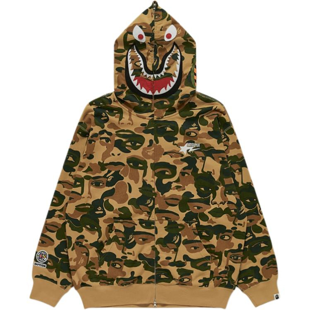 A Bathing Ape X Kidsuper Camo Shark Full Zip Худи хаки