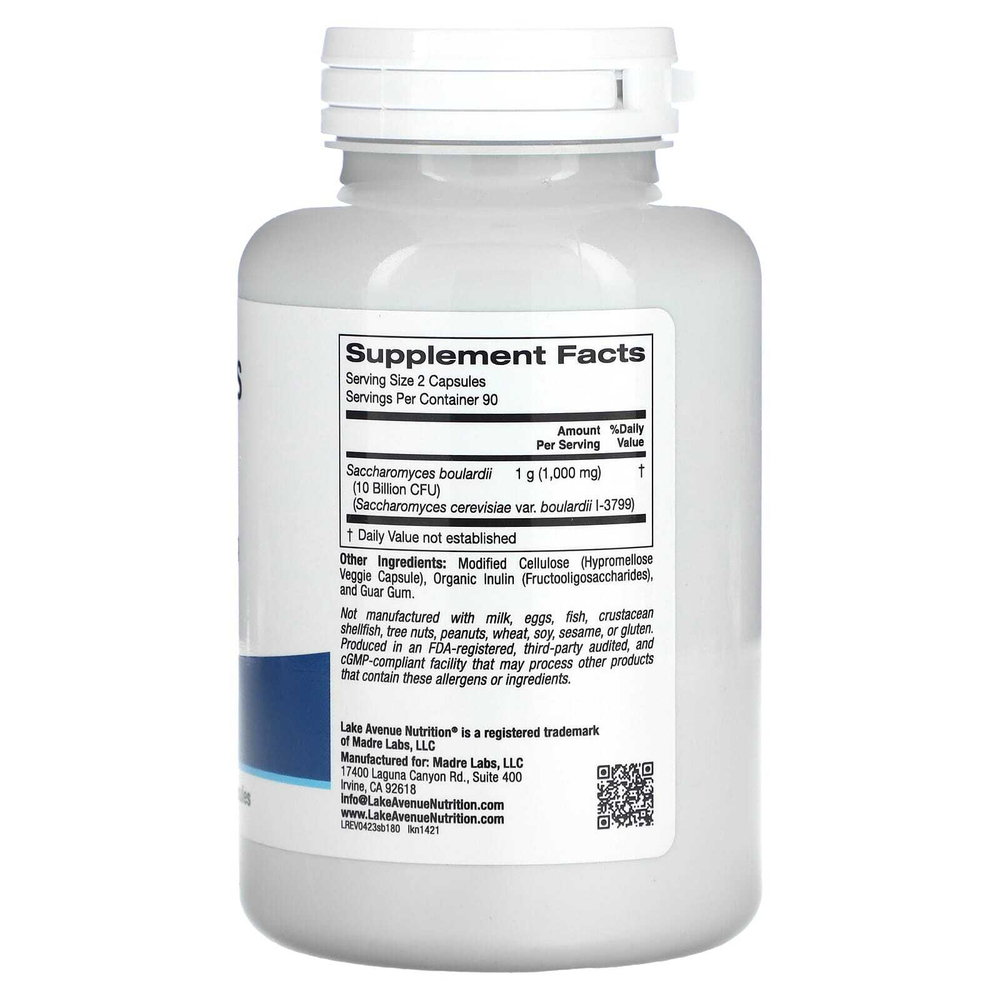 Lake Avenue Nutrition, сахаромицеты Буларди, 180 вегетарианских капсул (5 млрд КОЕ в 1 капсуле)
