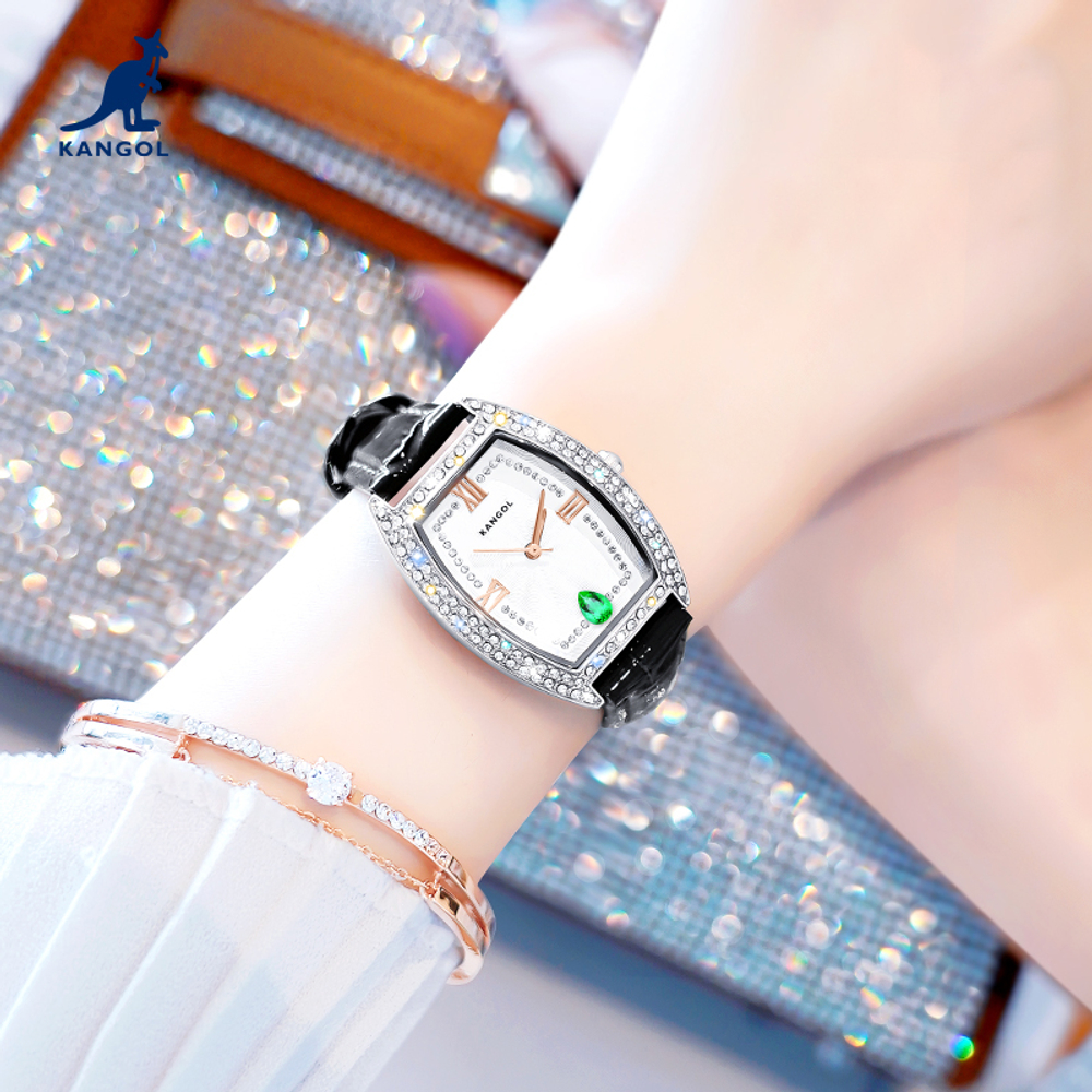 KANGOL Simple Collection Quartz Movement Leather Strap Watch Women"s Watch White Dial KANGOL K905
