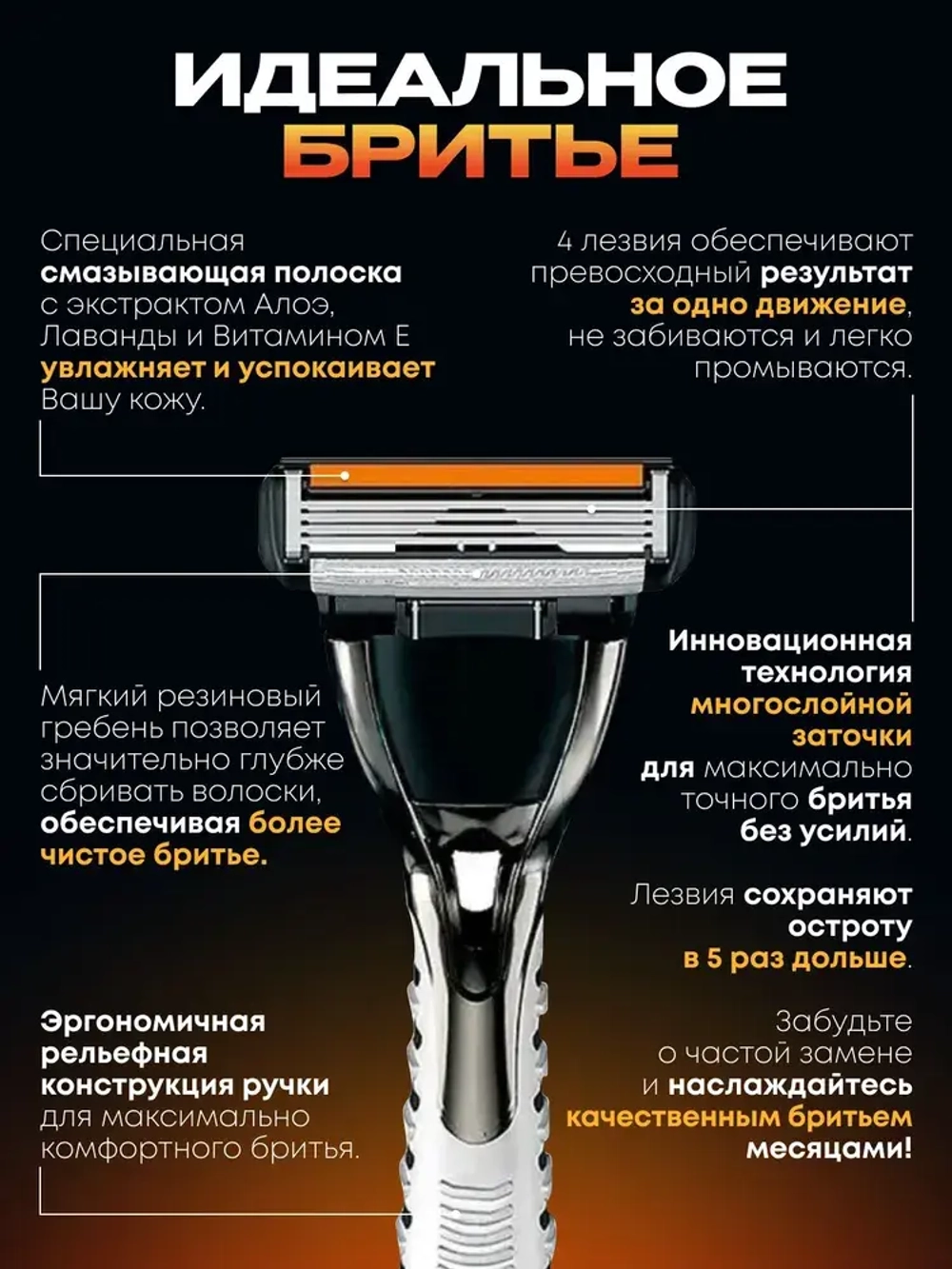 "DORCO PACE 4" Станок для бритья + 2 кассеты (4 лезвия)