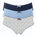 Набор из 3 сине-белых трусиков-шортов Olivia (Размер: S) (Цвет: синий с белым)