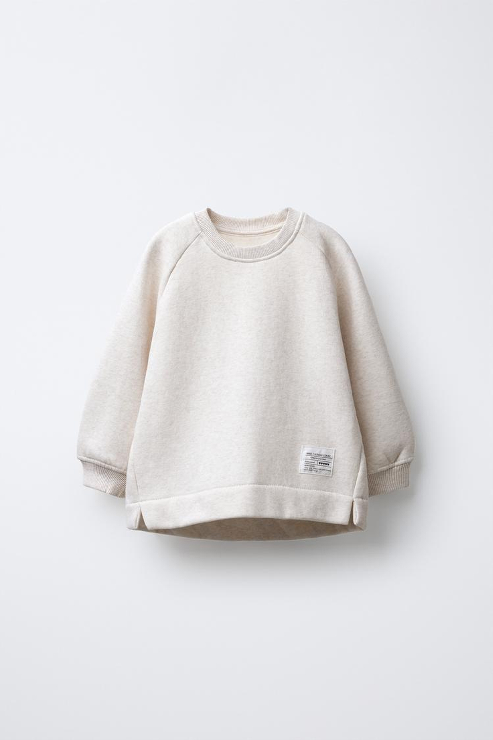 ZARA ОДНОТОННАЯ ТОЛСТОВКА С ЭТИКЕТКОЙ, ПЕСОЧНЫЙ МЕЛАНЖ