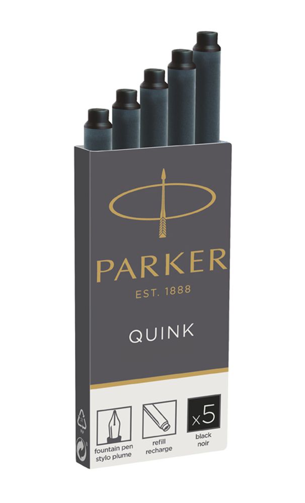 Parker Чернила (картридж), черный, 5 шт в упаковке