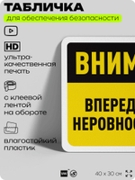 Табличка для обеспечения безопасности "Внимание, впереди неровности", для офиса, по охране труда для предприятия, организаций, 40х30 см, Silver Plane x Айдентика Технолоджи
