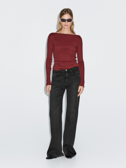 Massimo Dutti Джинсы клеш со средней посадкой, черный