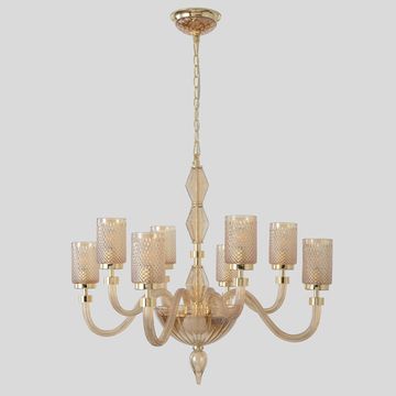 Люстра 8*Е14 SILVESTRO SP8 AMBER золото/янтарный Crystal Lux