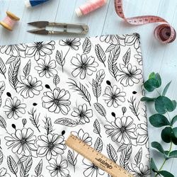 Ткань премиум шифон упрощенный полевой мотив