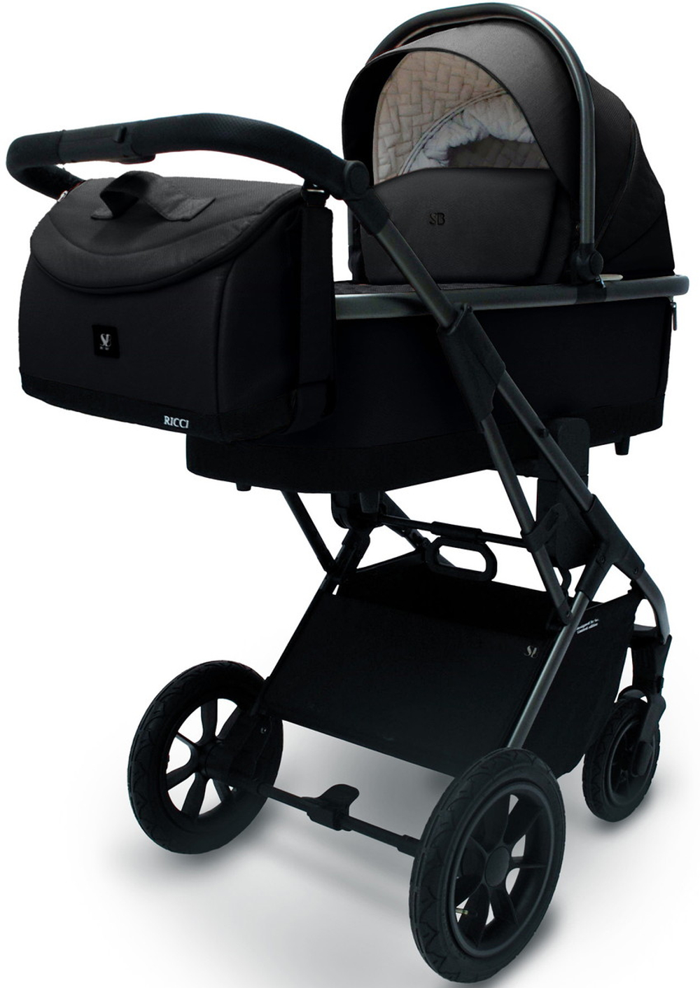 Коляска 3 в 1 Sweet Baby Ricci Air + автокресло Premier Grey Black (Air)
