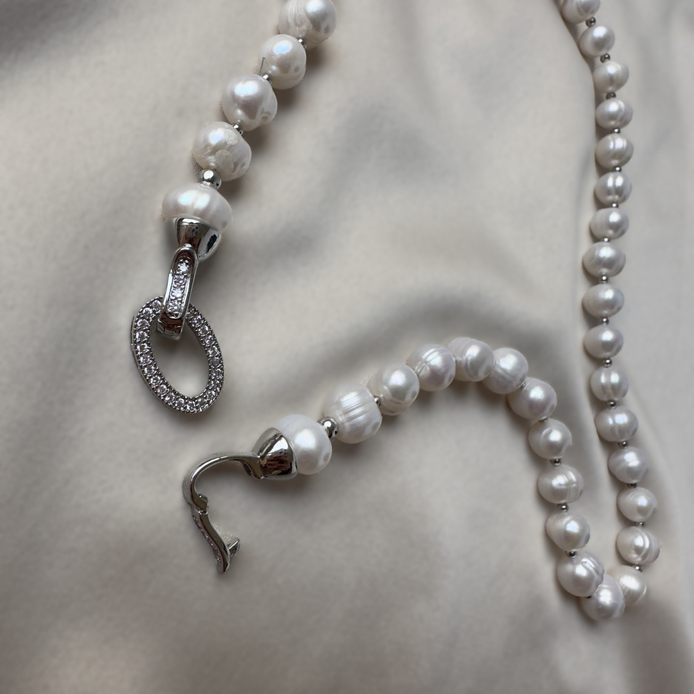 Колье чокер «Перламутровая орбита» — речной жемчуг 7–8 мм