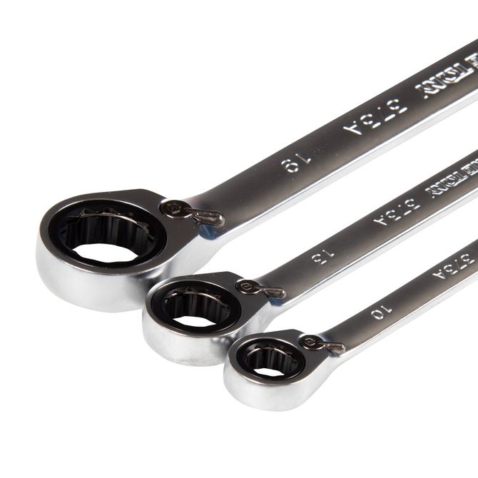 KING TONY (122A12MRN) Набор комбинированных трещоточных ключей, 8-24 мм, чехол из теторона, 12 предметов