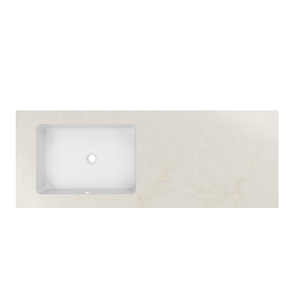 Столешница из кварца с интегрированной раковиной VWTB-4LX140QBG-L, левая, бежевый