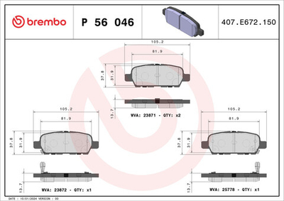 BREMBO - P56046-BRB - Brake Pad Set, disc brake