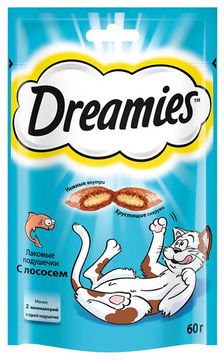 DREAMIES лакомство для кошек подушечки с паштетом со вкусом лосося