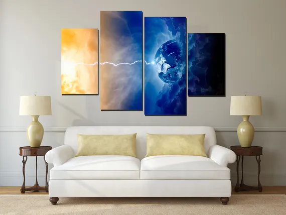 Модульная картина "Молния в космосе"