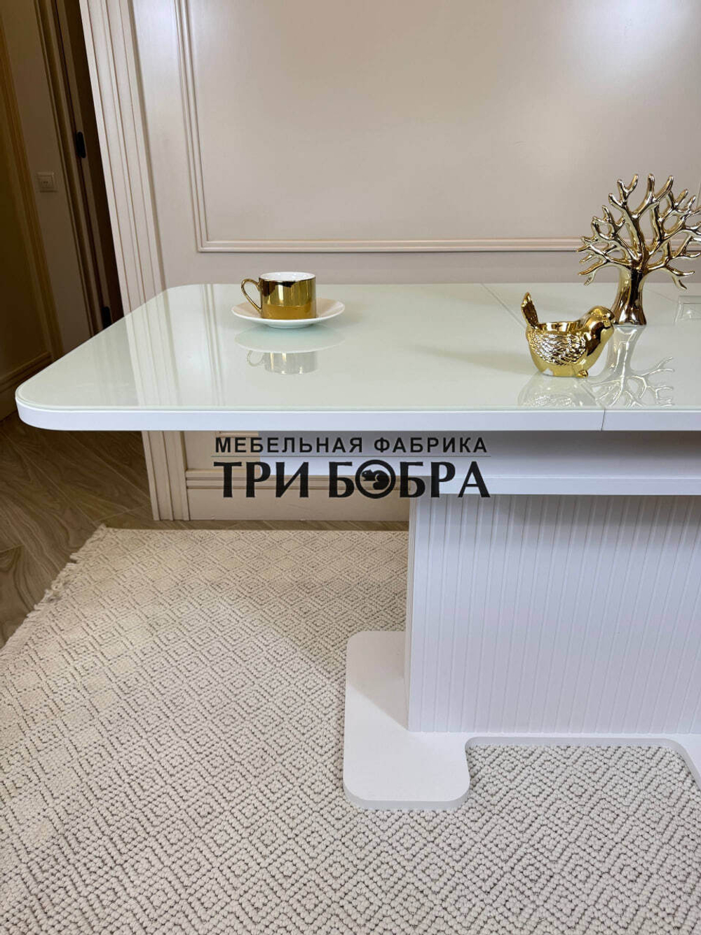 Кухонный раскладной стол "Монро", белый глянец