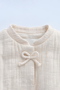 ZARA СТЕГАНАЯ КУРТКА С БАНТАМИ — TIMELESZ, ЭКРЮ