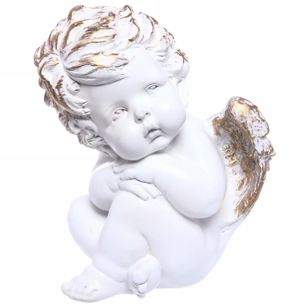 Статуэтка из гипса «Задумчивый Ангел» 16см позолота