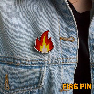 Значок деревянный (брошь) Огонь Горячо. Fire Pin