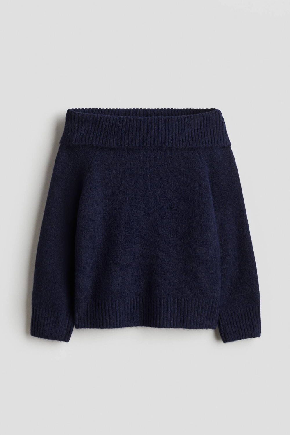 H&M Свитер с открытыми плечами, темно-синий