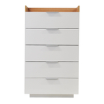 Парящий комод для одежды Меламин 5 ящиков со столиком, 70х42х120 см, белый/артизан