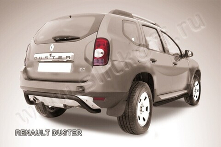 Защита заднего бампера (нержавейка) Renault Duster (2010-2015) d57 скоба (черный)