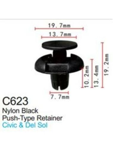 Клипса для крепления внутренней обшивки а/м Хонда пластиковая (100шт/уп.) Forsage клипса C0623(Honda)