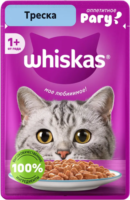 Whiskas рагу Треска 75г.*28шт.